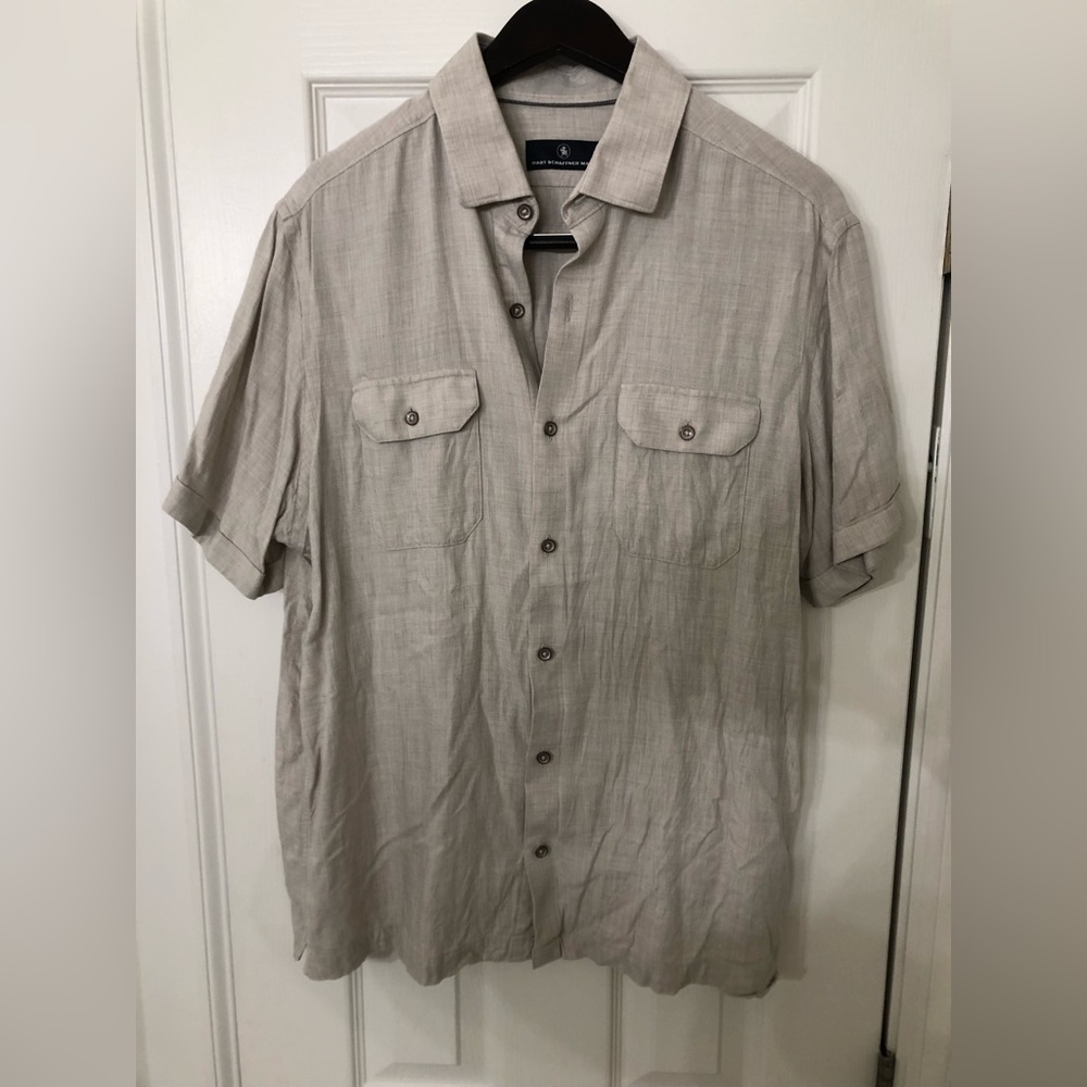 Tan button down shirt sleeve shirt